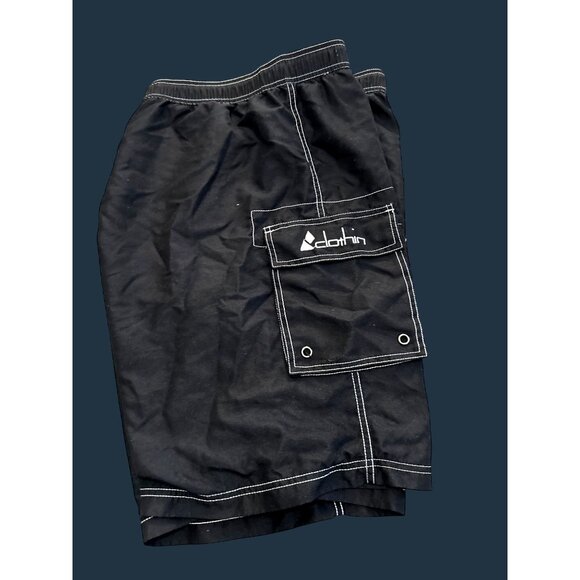 Clothin Mens 34 Black Cargo Swim Shorts With Pockets & Drawstring Waist - Picture 5 of 7
